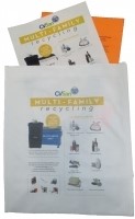 Multi-family tote bag with flyers that show what goes where.